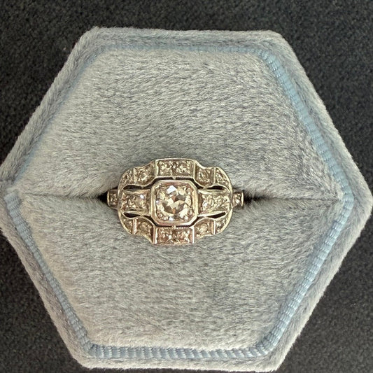 Platinum Diamond Deco Pinky Ring