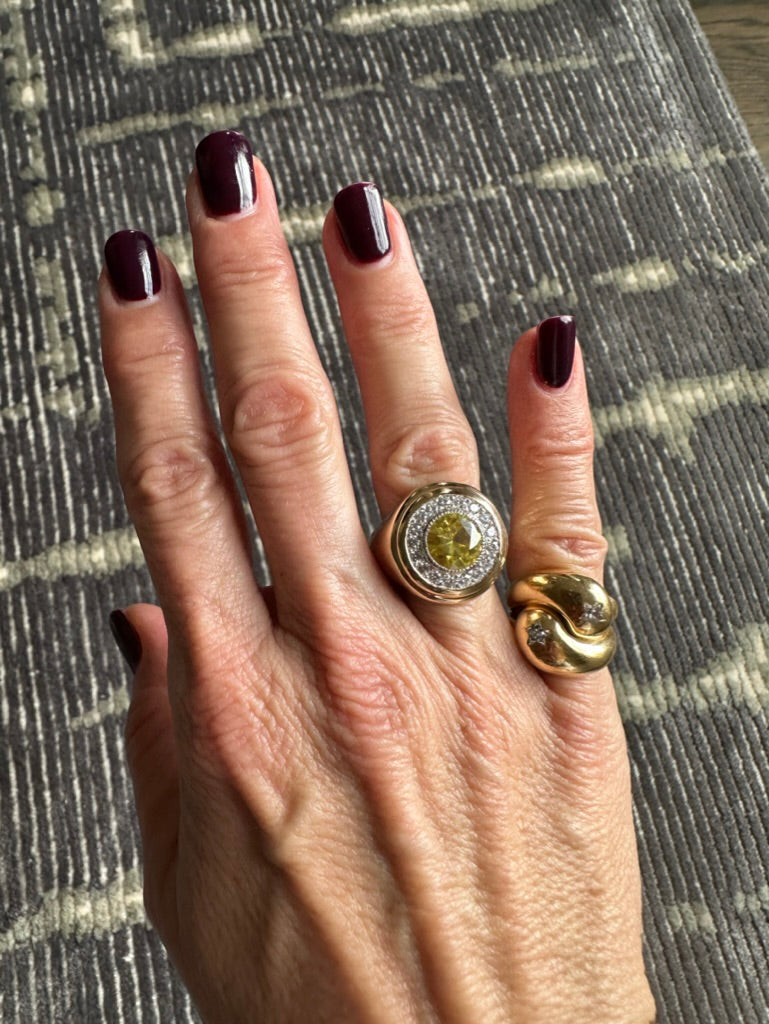 14k Chunky Citrine Halo Ring