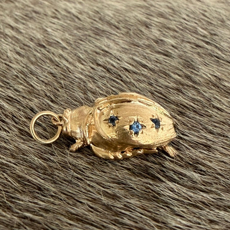 14K Sapphire Ladybug Charm
