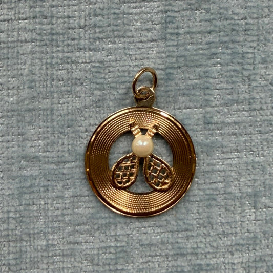 14k Double Tennis Racquet Charm with Pearl