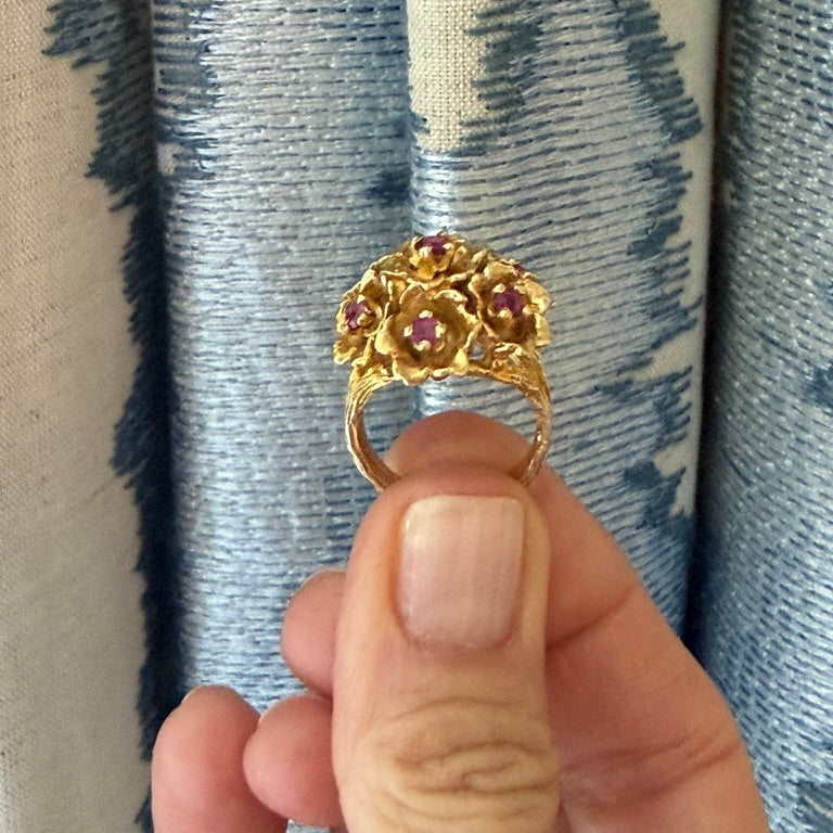 14k Ruby Flower Bouquet Ring