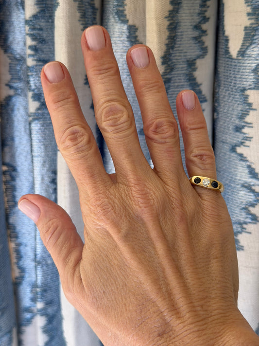 14K Diamond and Sapphire Three Stone Ring