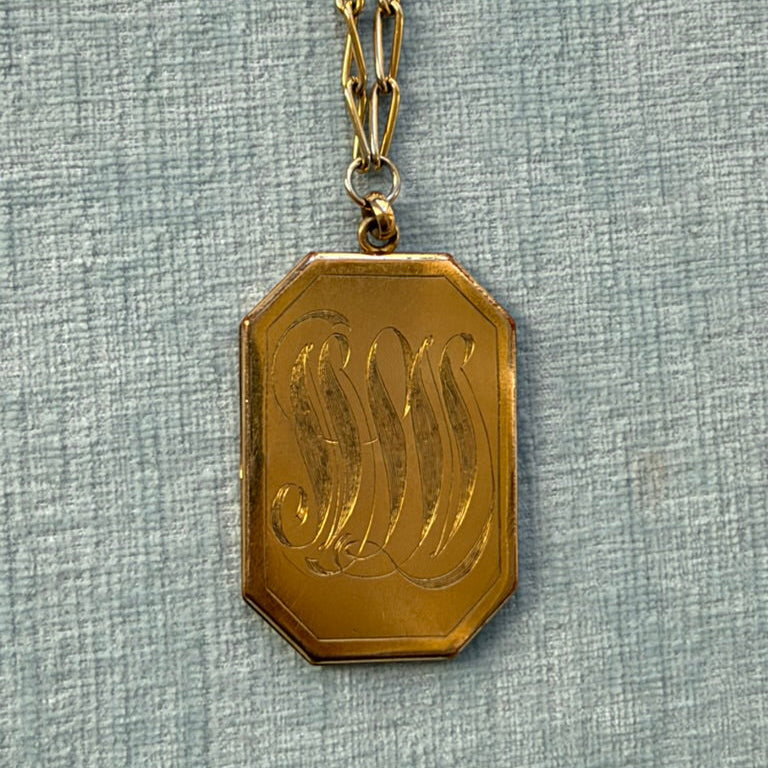 Gold Filled Large Octagonal Locket on Chain