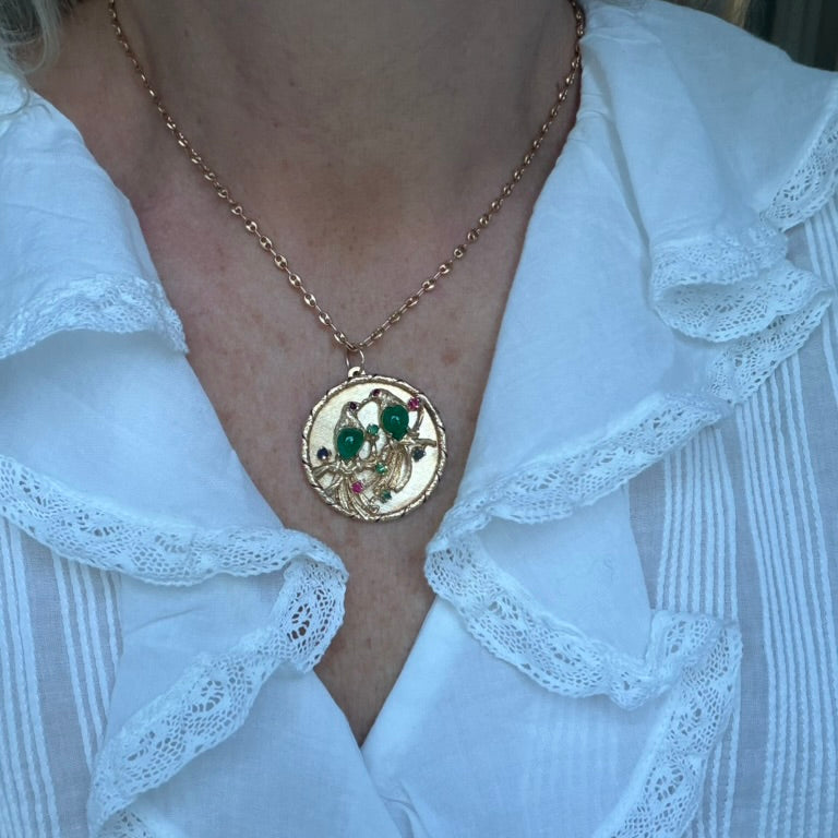 14k Large Lovebirds Disc Charm