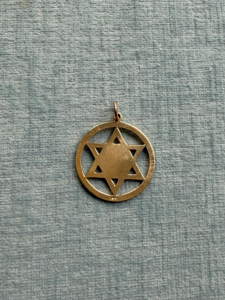 14K Large Star of David Disc Charm