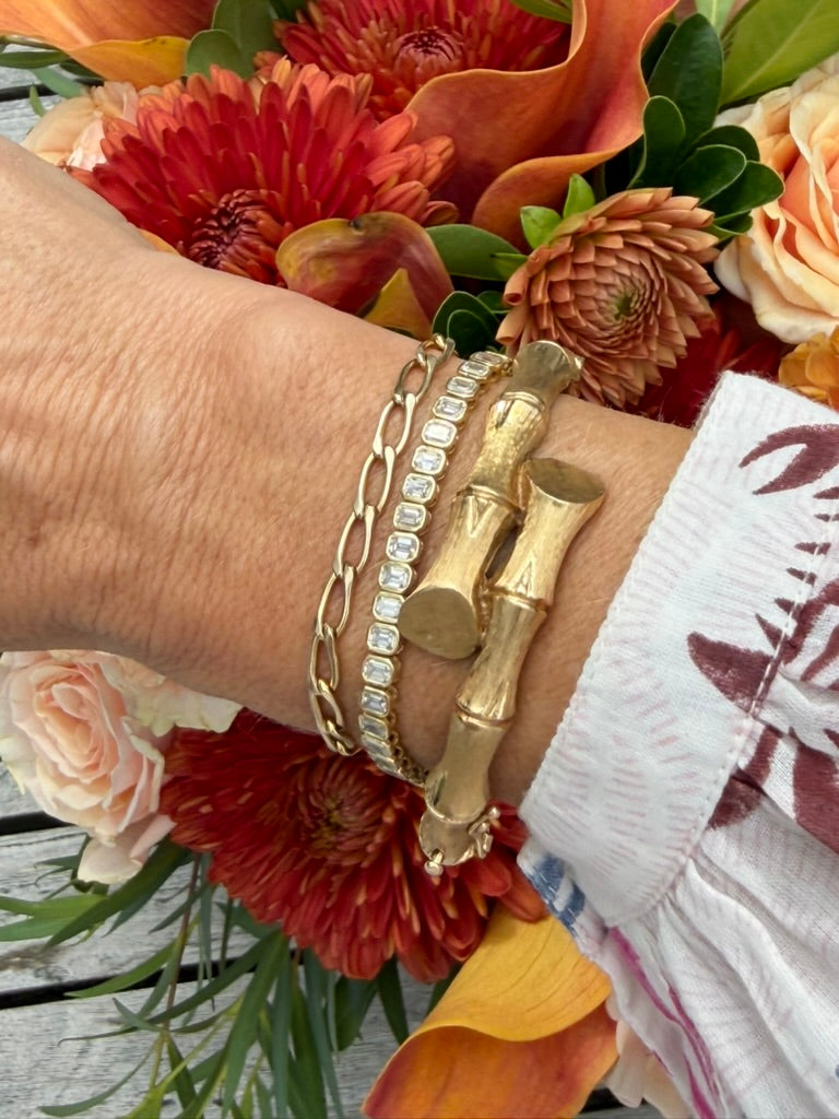 14K Bamboo Bypass Bracelet