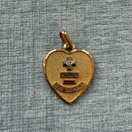 18k French Augis Heart Love Token Charm