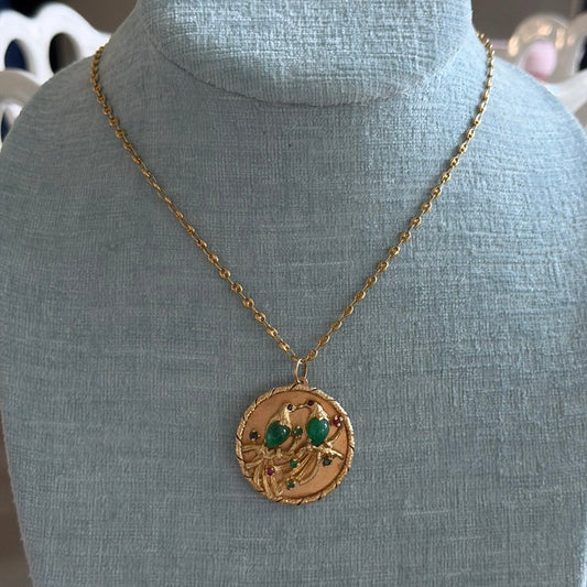 14k Large Lovebirds Disc Charm