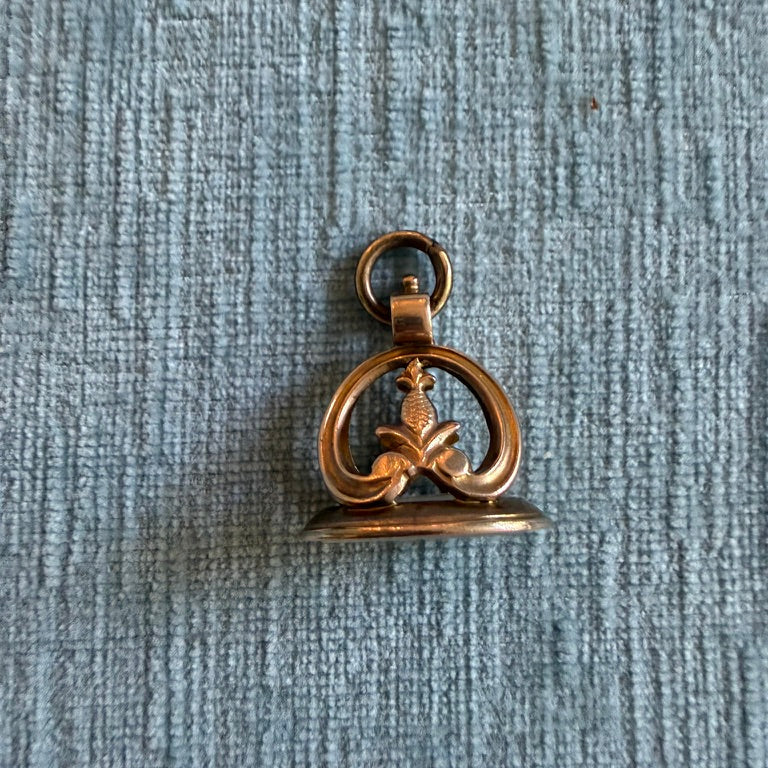 10k Pineapple Fob Pendant with White Chalcedony