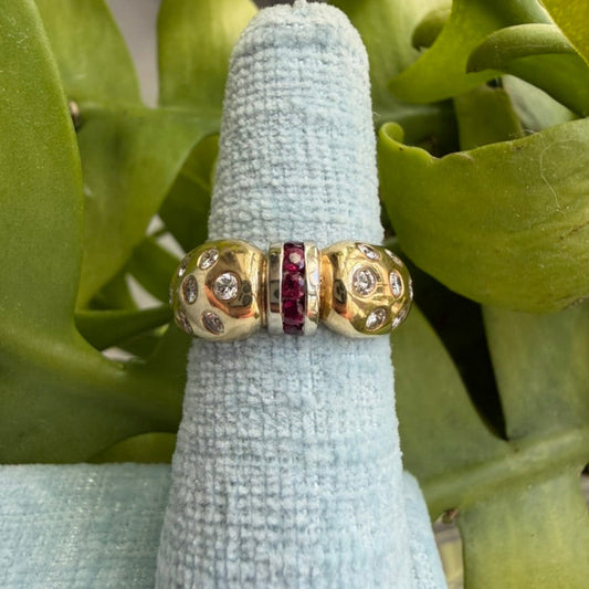 14K Ruby and Diamond Bow Ring