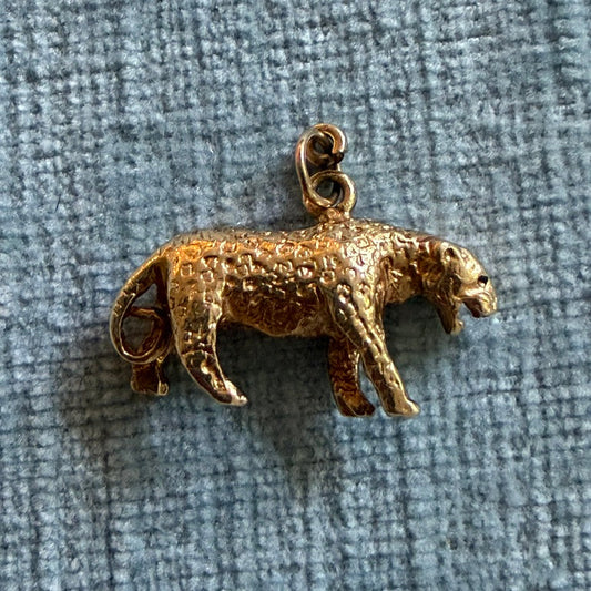 14k Solid Leopard Charm