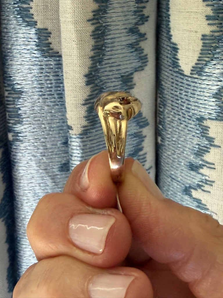 9K Double Snake Ring with Garnets
