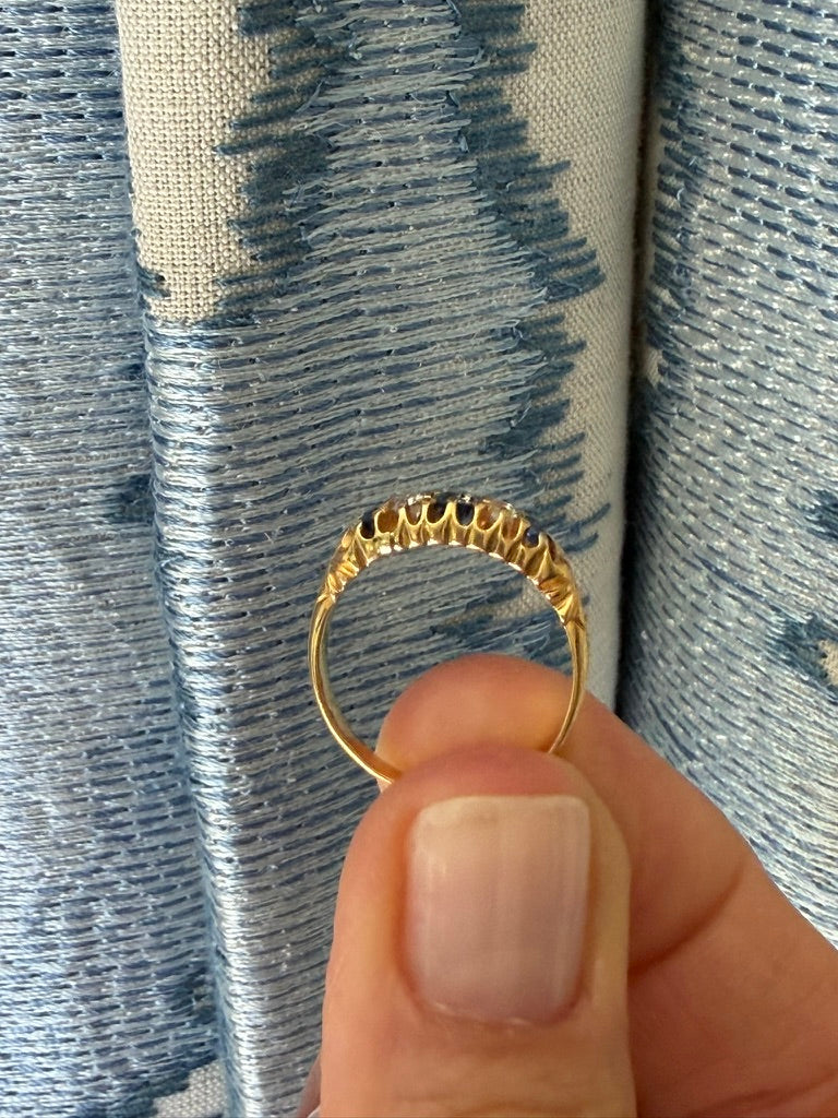 18K English Sapphire and Diamond Band