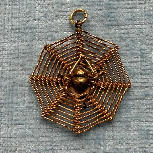 14k Spider Web Charm