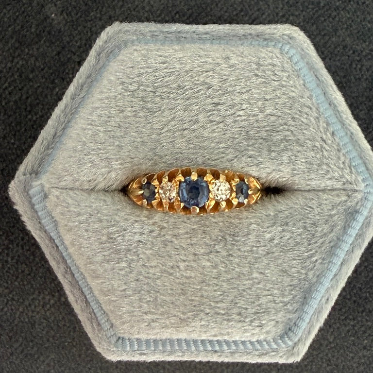 18K English Sapphire and Diamond Band