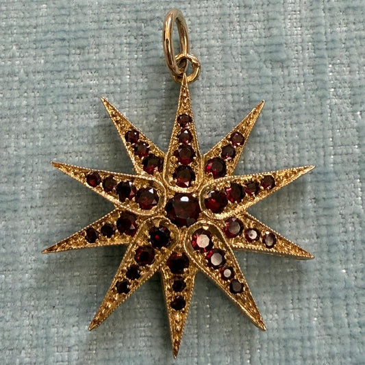 10k Star Pendant with Garnets