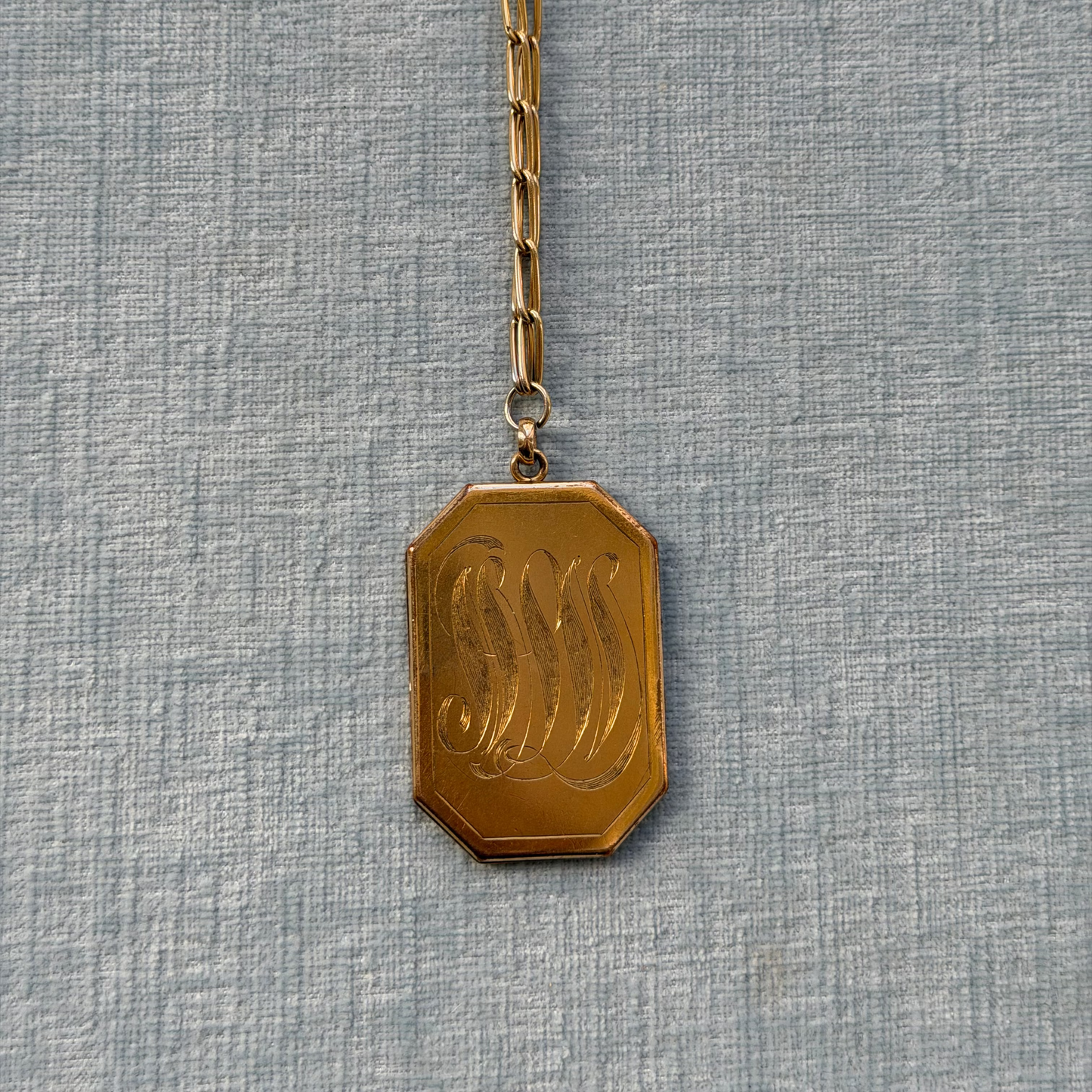Gold Filled Large Octagonal Locket on Chain