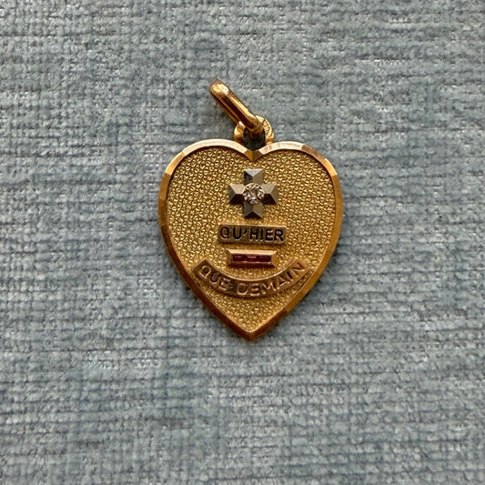 18k French Augis Heart Love Token Charm