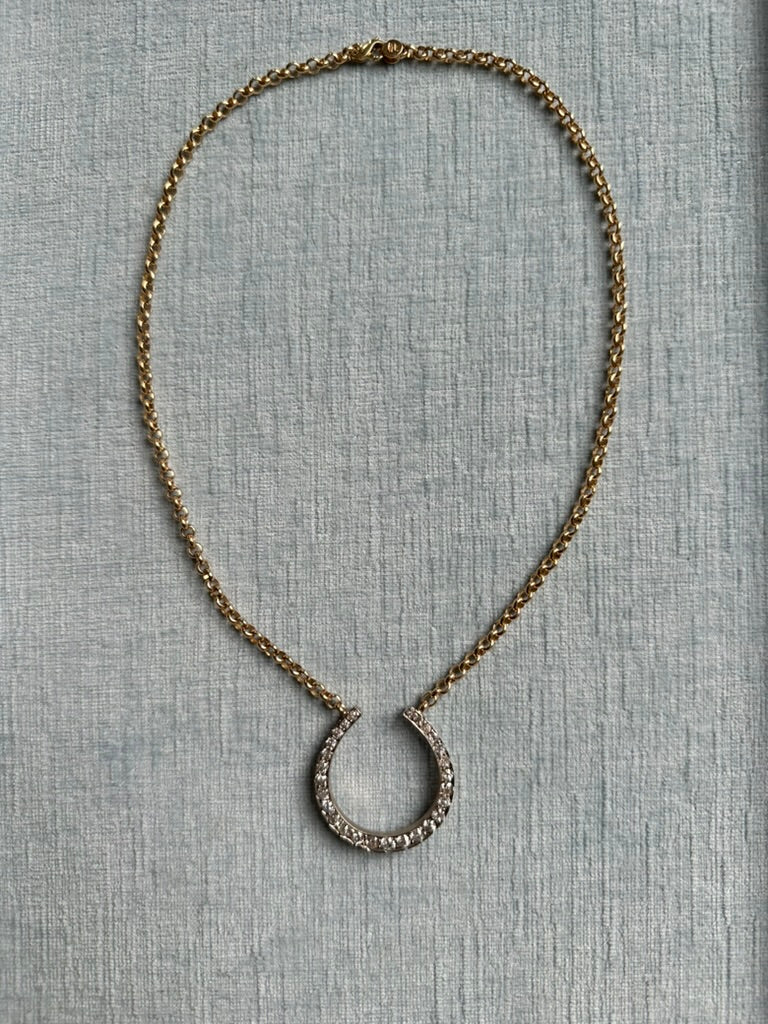 14k Diamond Horseshoe Conversion Necklace on Fixed Chain
