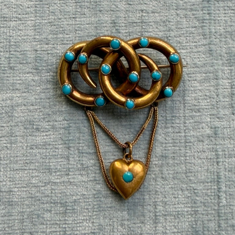 14K Turquoise Snake Brooch