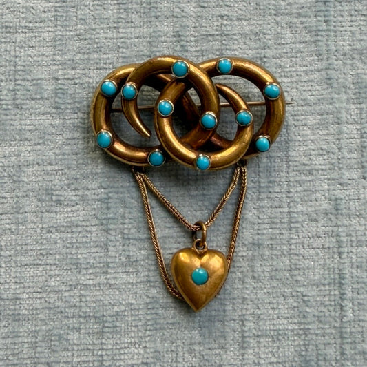 14K Turquoise Snake Brooch