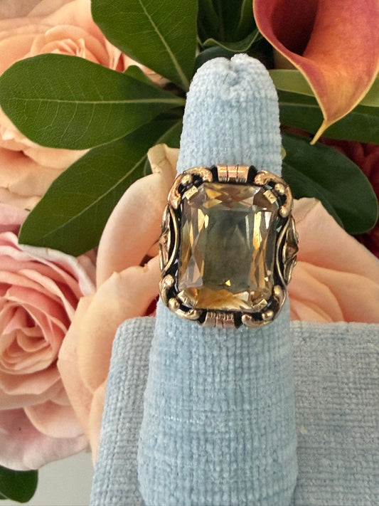 14k Citrine Ring With Ornate Setting