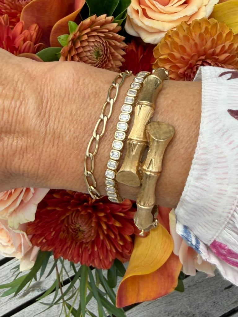 14K Bamboo Bypass Bracelet