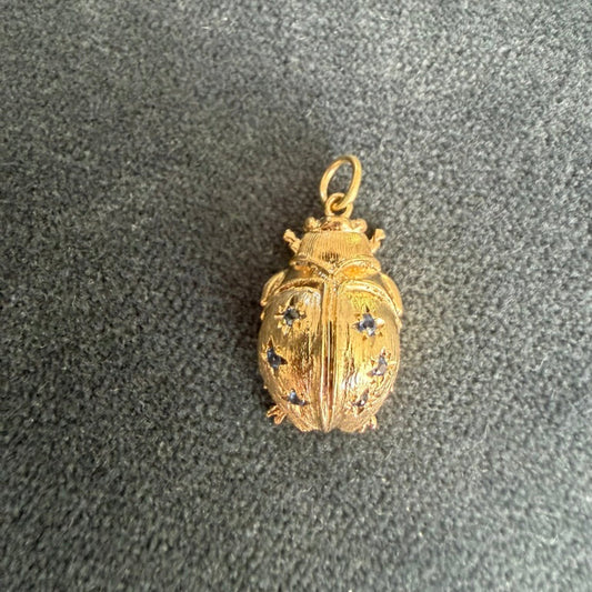 14K Sapphire Ladybug Charm