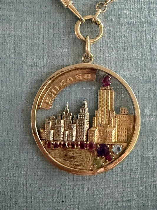 14k Large Chicago Skyline Charm