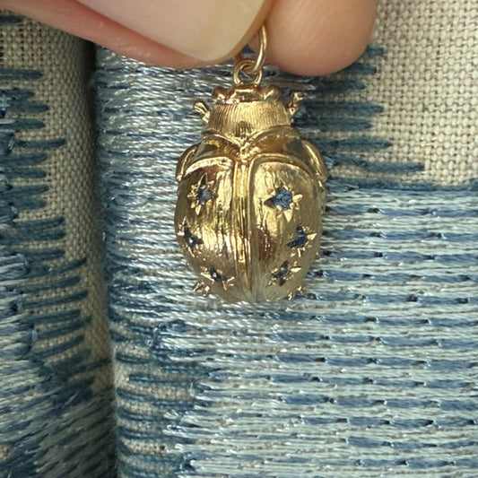 14K Sapphire Ladybug Charm