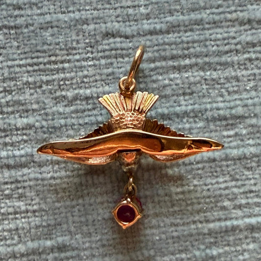 14k Swallow Charm with Ruby