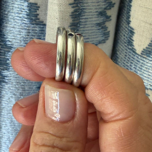 Set of Three Tiffany and Co. Elsa Peretti Sterling Silver Rings with Sapphire, Diamond and Ruby