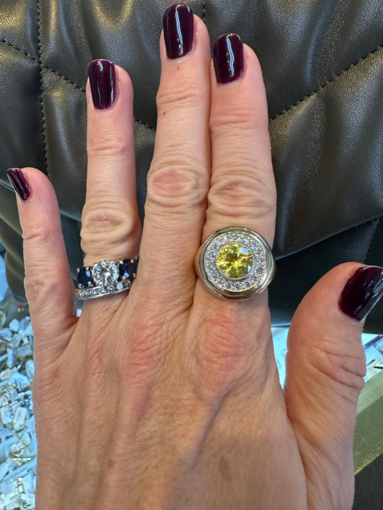 14k Chunky Citrine Halo Ring