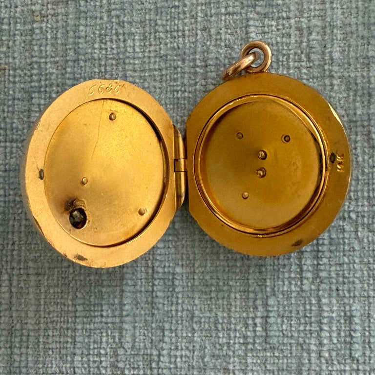 14k Lion Diamond and Ruby Locket