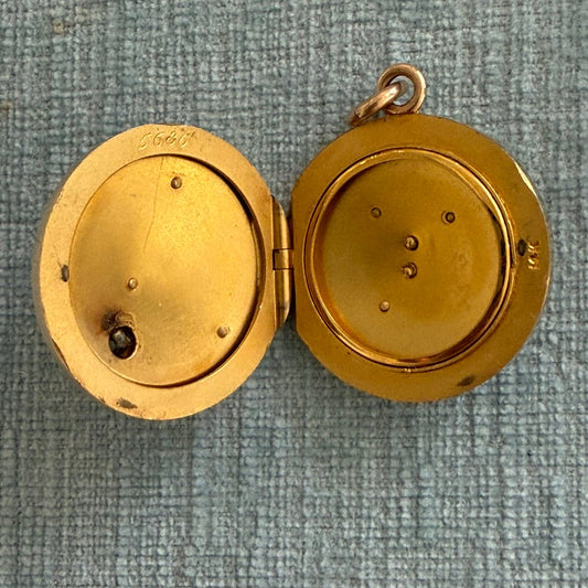 14k Lion Diamond and Ruby Locket